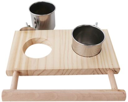 Vogel Voeden Bekers Met Klem Papegaaienkooi Water Feeder Bowl Rvs Coop Schotel Platform Baars Stand Speelgoed