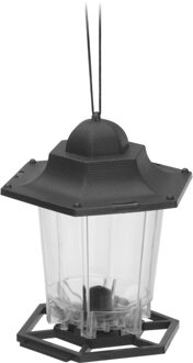 Vogel voederhuisje - voor vogelzaad - zwart - 17 cm - kunststof - vogelzaad vogelhuisje