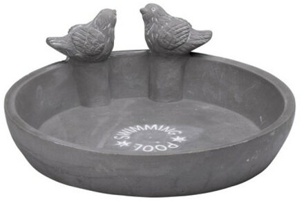 Vogelbad/voederschaal - grijs - cement - D24 x D8 x H9 cm - drinkschaal voor tuinvogels
