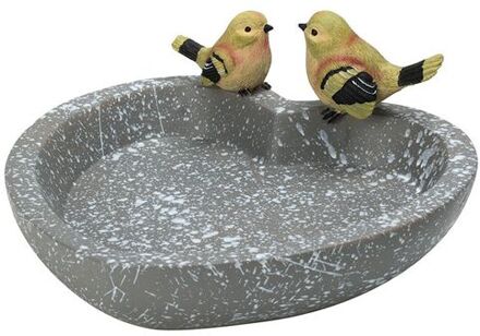 Vogelbad/voederschaal - grijs - kunststof - D25,5 x H11,5 cmA - drinkschaal voor tuinvogels - Vogelvoederscha