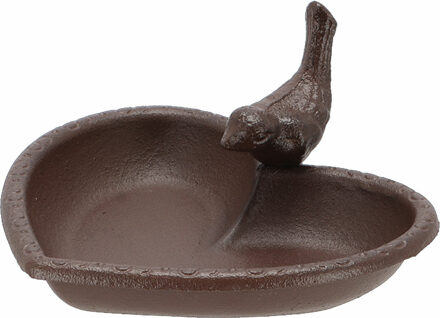 Vogelbad/voederschaal hart gietijzer 17 x 15 cm