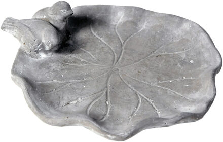 Vogelbad/voederschaal - lotus - grijs - cement - D28 x H8 cm - drinkschaal voor tuinvogels - Vogelvoede