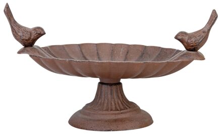 Vogelbad/voederschaal Op Voet Gietijzer 23 X 15 Cm - Vogeldrinkschaal/voederbak - Tuindecoraties Bruin