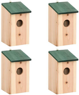 Vogelhuisjes 4 st 12x12x22 cm hout Beige