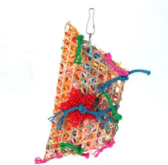 Vogelkooi Kleurrijke Bamboe Weave Swing Papegaai Vogel Papegaai Wijnstok Bite Swing Chew Klim Kooi Accessoires Katoenen Touw Parkiet Speelgoed 02