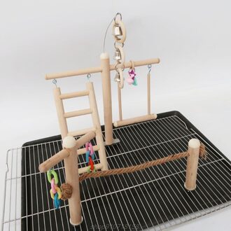 Vogelkooi Stand Play Gym Baars Speeltuin Hout Papegaai Klimmen Ladder Kauwen Keten Swing M12 21