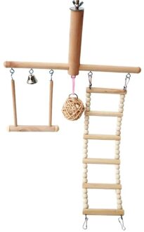 Vogelkooi Stand Play Gym Baars Speeltuin Klimmen Ladder Swing Rotan Bal Kauwen Speelgoed Voor Papegaai Liefde Vogels Parkieten