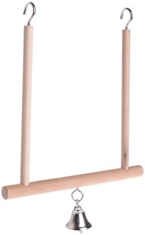 Vogels Baars Parrot Play Speelgoed Standhouder Natuurlijke Houten Schommel Bel Kooi Opknoping