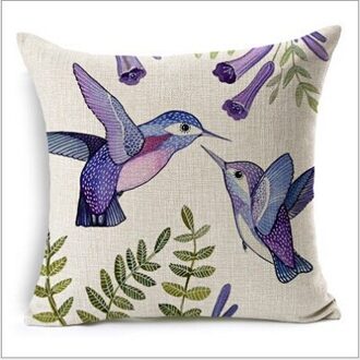 Vogels Decoratieve Kussen Nordic Schilderij Linnen Kussen 45X45 Kleurrijke Vogels Almofadas Para Bank 7 nee filling