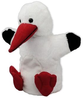 Vogels handpoppen knuffels ooijevaar wit 22 cm