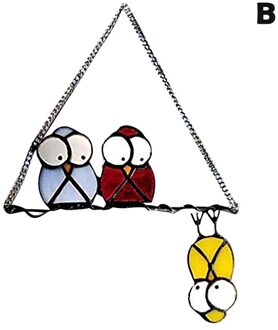 Vogels Op Een Draad Suncatcher Opknoping Panel Art Leuke Vogels Met Grote Ogen Glas Vogel Serie Hanger Voor Muur Raam deur Lbe type b