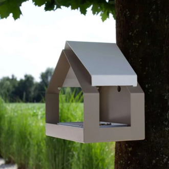 vogelvoederhuis The Barn zand metaal wandmontage Zand, wit