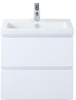 Vogue Badmeubelset 60 cm - Greeplijst in Kleur - Wit Hoogglans - Keramische Wastafel Wit 1 Kraangat