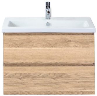 Vogue Badmeubelset 80 cm - Greeplijst in Kleur - Grey Oak - Keramische Wastafel Wit 1 Kraangat