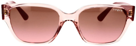 Vogue Transparante roze zonnebril met bruine verloopglazen Vogue , Pink , Dames - 53 MM