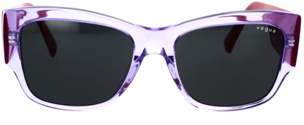 Vogue Transparante vierkante zonnebril met donkergrijze lenzen Vogue , Purple , Dames - 54 MM