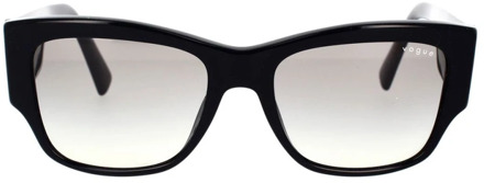 Vogue Zwarte vierkante zonnebril met grijze verloopglazen Vogue , Black , Dames - 54 MM