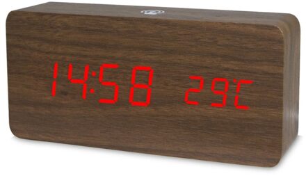 Voice Control Led Wekker Digitale Thermometer Houten Backlight Hout Retro Glow Klok Tafel Lichtgevende Wekkers 7