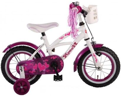 volare Heart Cruiser Kinderfiets - Meisjes - 12 inch - Wit/Paars