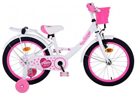 volare Meisjesfiets Ashley 18 Inch 25 cm Meisjes Terugtraprem Wit/Roze