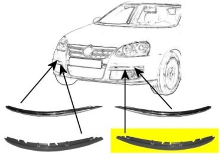 Volkswagen BUMPERLIJST LINKS BUMPER Lijst Onder Primer