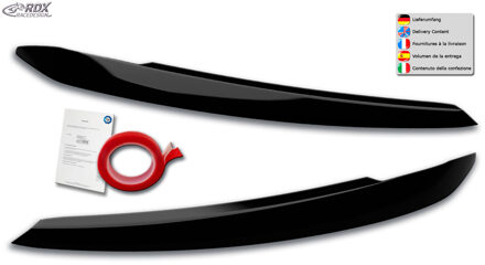 Volkswagen Koplampspoilers passend voor Volkswagen Touran (5T) 2015- (Hallogeen) (ABS Glanzend Zwart) RDKVW41B