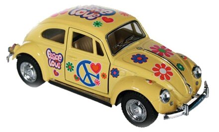Volkswagen Modelautootje VW beetle geel hippie 12,5 cm - Speelgoed auto's