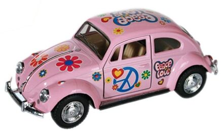 Volkswagen Modelautootje VW beetle roze hippie 12,5 cm - Speelgoed auto's