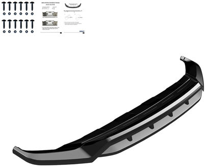 Volkswagen Oneway Voorspoilerlip passend voor Volkswagen Touareg III R-Line Facelift 2024- - Glanzend zwart OWFS01175