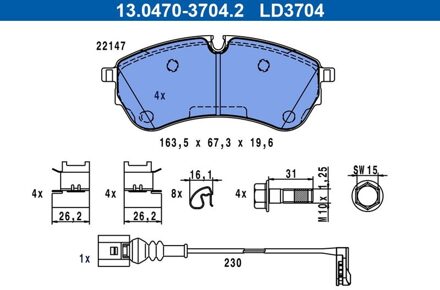 Volkswagen Remblokkenset, schijfrem 13047037042