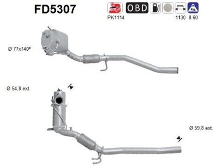 Volkswagen Roetfilter, uitlaatinstallatie FD5307
