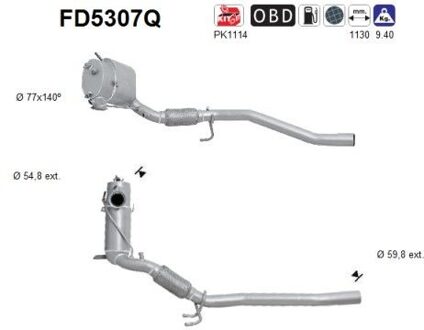 Volkswagen Roetfilter, uitlaatinstallatie FD5307Q