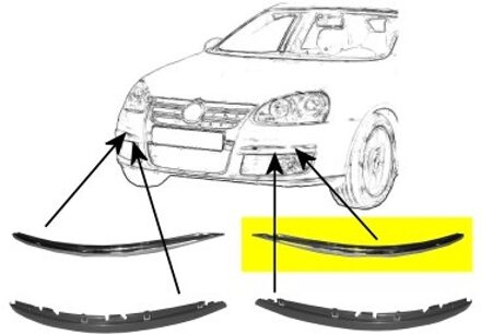 Volkswagen RUB./PROFIEL LINKS BUMPER Lijst Boven Chroom