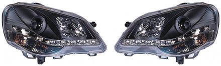 Volkswagen Set Koplampen DRL-Look passend voor Volkswagen Polo 9N2 2005-2009 - Zwart