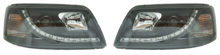 Volkswagen Set Koplampen DRL-Look passend voor Volkswagen T5 2003-2010 - Zwart