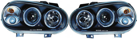 Volkswagen Set Koplampen passend voor Volkswagen Golf IV 1998-2003 - Zwart - incl. Angel-Eyes