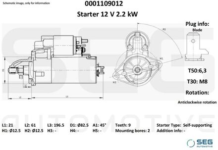 Volkswagen Starter Lombardini 1.6 kw 0001109012