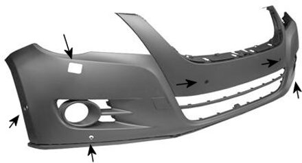 Volkswagen VOORBUMPER met PDC-GATENINKS +Koplpsproeier -4X4 5745576
