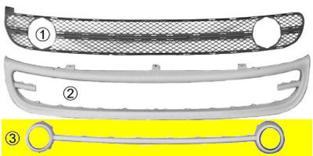 Volkswagen Voorbumpergrill Midden +mistlinks Gaten 5803589