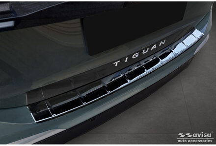 Volkswagen Zwart-Chroom RVS Achterbumperprotector passend voor Volkswagen Tiguan (CT1) 2024- 'Ribs' AV251051