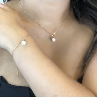 Volle maan kristallen parelset - Kristal Wit en roségoud - One Size