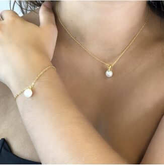 Volle maan kristallen parelset - Kristal Wit & Goud - One Size