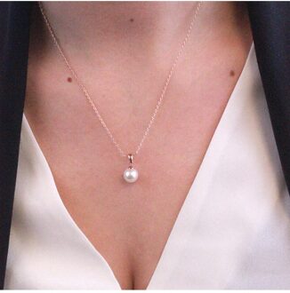 Volle Maan Parel Ketting en Hanger - Imitatie Parel Wit en roségoud