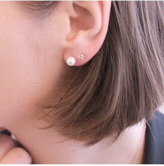 Volle Maan Parel Oorbellen - Imitatie Parel Wit en roségoud - One Size