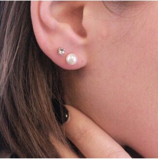 Volle Maan Parel Oorbellen - Imitatie Parel Wit Zilver - One Size