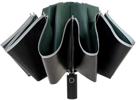 Volledig Automatische Paraplu Winddicht Anti-Uv Opvouwbare Paraplu Nacht Reflecterende Strip Auto Reverse Paraplu Voor Vrouwen groen