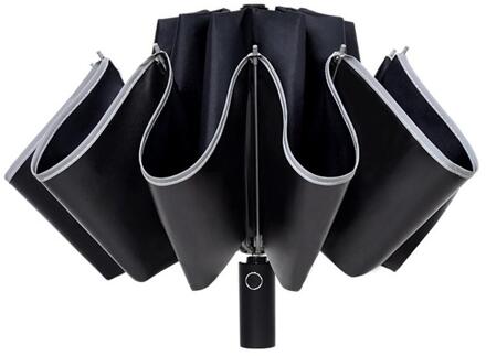 Volledig Automatische Paraplu Winddicht Anti-Uv Opvouwbare Paraplu Nacht Reflecterende Strip Auto Reverse Paraplu Voor Vrouwen zwart