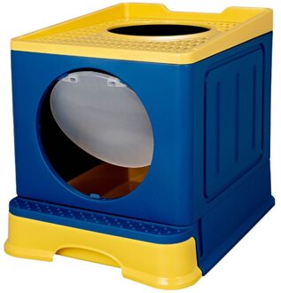 Volledig Gesloten Huisdier Wc Top-Entry Plastic Kattenbak Opvouwbare Lade Ondersteek Kitten Indoor Deodorant Schoonmaken Bassin Zandbak geel