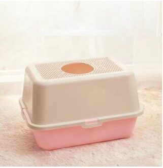 Volledig Gesloten Kattenbak Huisdier Ondersteek Anti Splash Grote Kattenbak Top In Zand Doos Ontgeuringseffect Lade Sturen Kat kattenbakvulling Schop roze