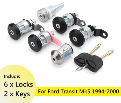 Volledige 6 Lock Set Voor Achter Deur Ontsteking Met 2 Sleutels 95VB-B22050-FG Voor Ford Transit MK5 1994 1995 1996 1997 1998 1999 2000